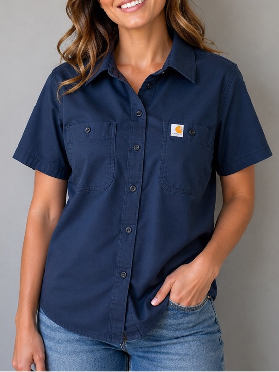 Carhartt Tops - Carhartt Rugged Professional Series Relaxed Fit Work Shirt Blue Women’s XL
